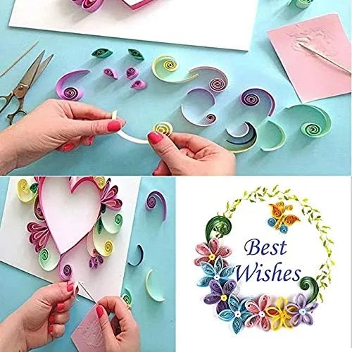 Miniatura 3 de Juego de 1040 tiras de papel para plumas, 26 colores (3/5/7/0.394 in x 14.961 in, paquete de 4 juegos)
