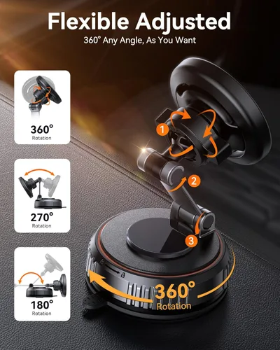 Miniatura 5 de Miracase Soporte de coche MagSafe [imán fuerte de 3600 gf y base de succión de 89 + libras] Soportes magnéticos de teléfono al vacío para tu