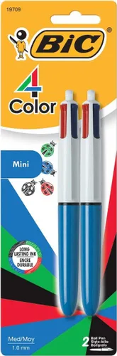 BIC pluma de 4 colores de punta media (1.0 mm), de varios colores de tinta, 3 unidades, multicolor/fantasía (Assorted Ink)