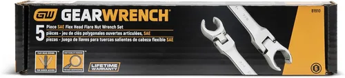 Miniatura 5 de GEARWRENCH 5 piezas, juego de llaves de tuerca cónica de cabeza flexible, SAE - 81910