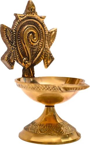 Miniatura 4 de Shankh Diya Deepam Vishnu Diya Shankhu Deepam Lámpara tradicional profunda para Pooja Aarti Templo Mandir Decoración Decoración y Regalo