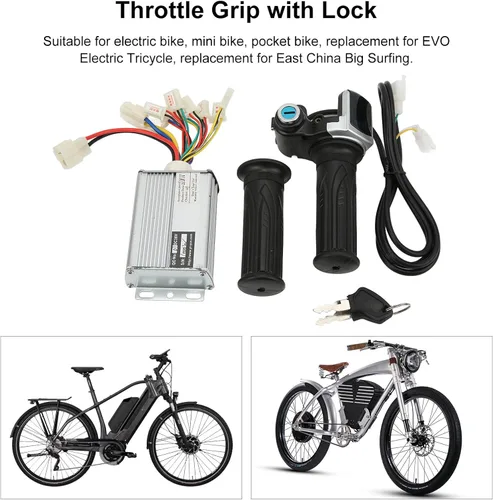 Miniatura 2 de Controlador y acelerador de 36 V 25 A, empuñaduras de manillar del acelerador giratorio, kit de controlador de velocidad de bicicleta eléctrica