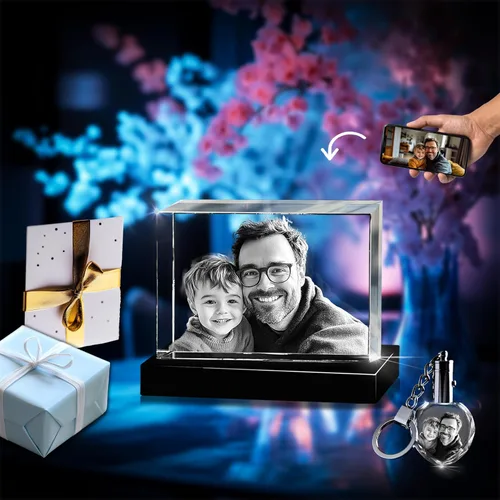Miniatura 9 de 3D innovation Foto de cristal 3D, regalos conmemorativos personalizados para mamá, papá, esposa, hombres, mascotas, imagen de vidrio personalizada