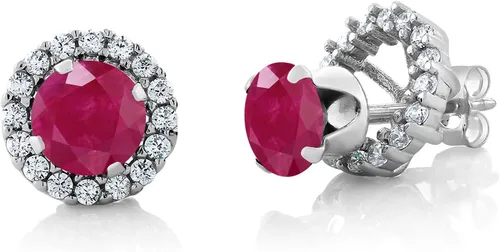 Miniatura 139 de Gem Stone King Aretes redondos de plata de ley 925 de 0.236 in con piedra natal extraíble para mujer