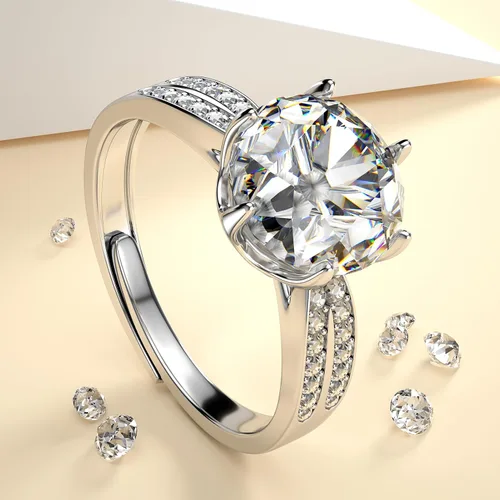 Miniatura 5 de ATESSON Anillo de compromiso de boda de plata chapada en oro blanco 925 de 1 quilates y 2 quilates, con diamante de imitación, ajustable