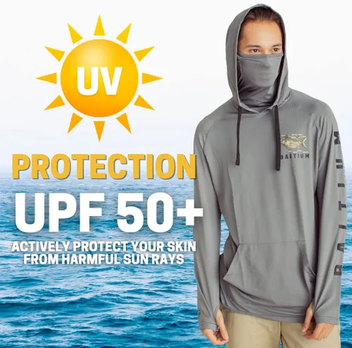 Miniatura 2 de Fishing Shirts for Men,UPF50 Hooded Long Sleeve with Gaiter, Sun Protection Dry Fit Apparel, Face Mask, Fishing Clothes