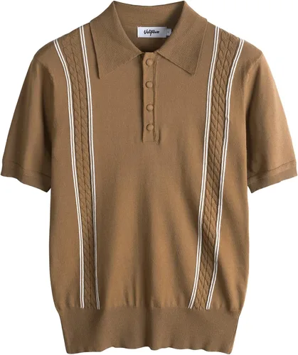VATPAVE Polo de punto para hombre, estilo casual, vintage, de manga corta, a rayas, para golf