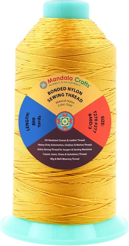 Miniatura 403 de Mandala Crafts - Hilo de nailon para coser cuero, tapicería, mezclilla y para trenzar el pelo; resistente, 1500 yardas, tamaño 69 T70 Marrón