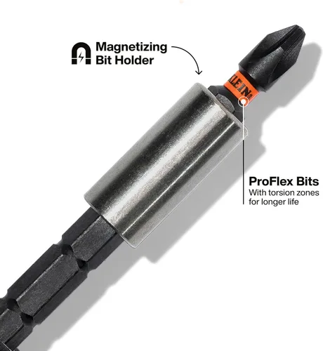 Miniatura 4 de Klein Tools 32308 Destornillador de Stubby Multi-bit, Herramienta magnética ajustable con 8 en 1 de impacto con Phillips, ranurado, cuadrado