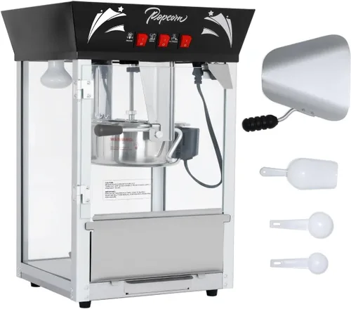 Máquina comercial para hacer palomitas de maíz con hervidor de acero inoxidable de 10 onzas, máquina de palomitas de maíz para encimera de 850 W con