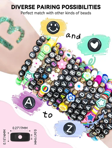 Miniatura 4 de ARTDOT Kit de fabricación de pulseras de amistad con 1400 piezas de cuentas de letras, surtido de 28 estilos, suministros para hacer joyas, juego