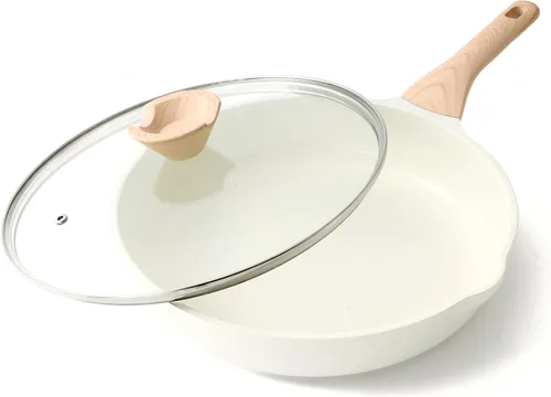 Miniatura 12 de Kordisen - Sartén antiadherente con tapa, sartén de 9.5 pulgadas de granito para huevos y tortillas, saludable y no tóxica, compatible con Granito