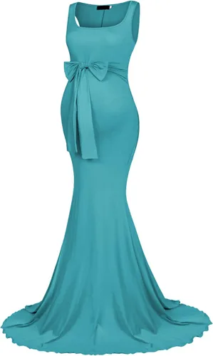 Vivinew Vestido de maternidad sin mangas con lazo en la cintura elegante vestido maxi ajustado de sirena para sesión de fotos