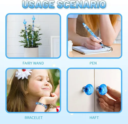 Miniatura 5 de Kit de 158 piezas de varitas de hadas de bricolaje para jardín, múltiples esquemas de color con cuentas europeas, cristales y puntas de diamante