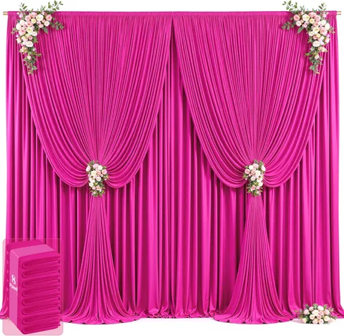 Miniatura 23 de 20 pies x 12 pies Cortinas de Telón de Fondo Azul Bebé Sin Arrugas para Bodas y Fiestas, Telón de Fondo de Tela Azul, Cortinas para Bodas