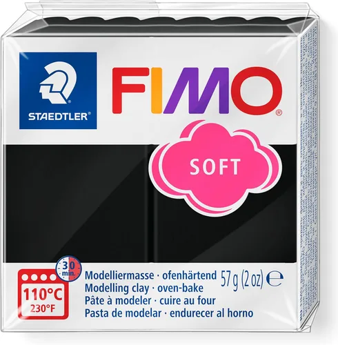 Staedtler FIMO 8020-9 - Arcilla de polímero suave para hornear, para joyería, escultura, manualidades, color negro
