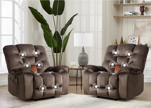 Miniatura 15 de HAOMARKETS Silla reclinable eléctrica con masaje y calor, sillas reclinables eléctricas de 41 pulgadas de ancho con puerto USB, sofá reclinable