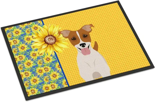 Miniatura 193 de Caroline's Treasures WDK5313MAT Airedale Terrier - Tapete para puerta delantera de 18 x 27 pulgadas, diseño de girasoles de verano, para entrada