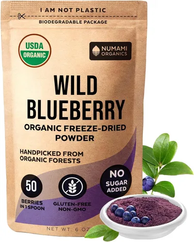 Miniatura 9 de Numami Polvo orgánico de arándanos silvestres, certificado por USDA, para batidos, hornear y saborizar, rico en antioxidantes, los arándanos