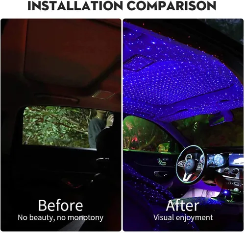 Miniatura 7 de SOCAL-LED LIGHTING Luz de noche USB para coche, proyector de estrellas azul y morado, luces LED decorativas románticas para techo y techo