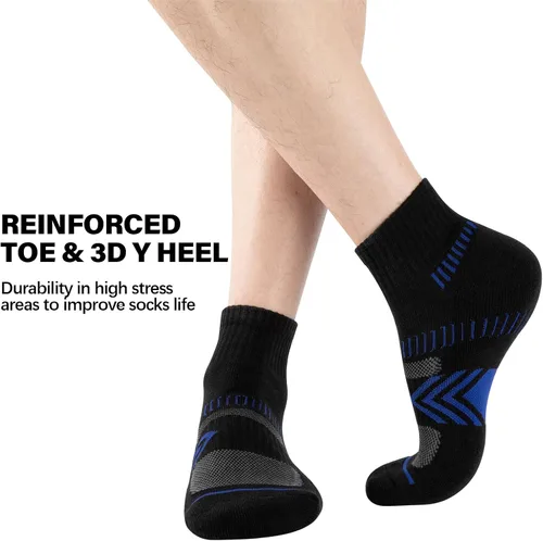 Miniatura 3 de COOPLUS Calcetines tobilleros acolchados para hombre, calcetines de algodón de rendimiento atlético
