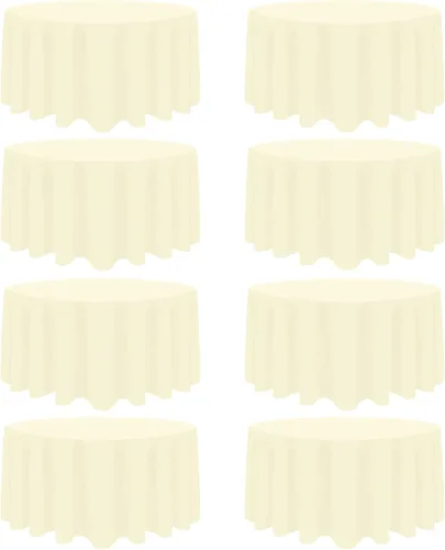 Miniatura 10 de Paquete de 8 manteles rectangulares color beige de 60 x 102 pulgadas para mesas rectangulares de 6 pies, resistentes a las arrugas, tela