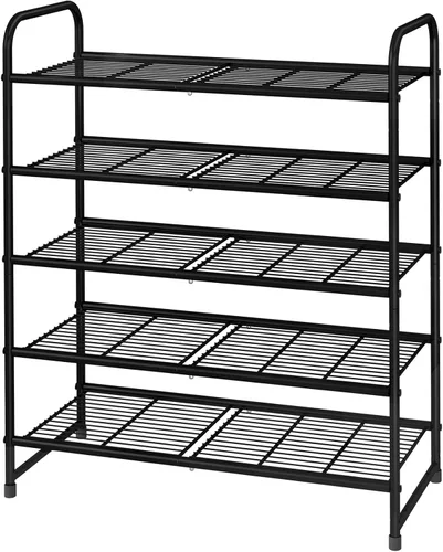 Miniatura 15 de Simple Trending - Zapatero apilable de 2 niveles, organizador de almacenamiento para zapatos de metal, negro
