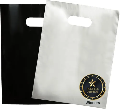 Choice Marts-200 bolsas de plástico: 100 bolsas negras y 100 bolsas plateadas, 1.5 mil de grosor, 9 x 12 pulg , bolsas brillantes c/asas para Negro