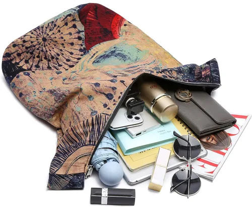 Miniatura 6 de Bolsa de hombro para mujer, de lona en estilo hippie/bohemio para llevar cruzada al hombro, disponible en diferentes colores y estampados