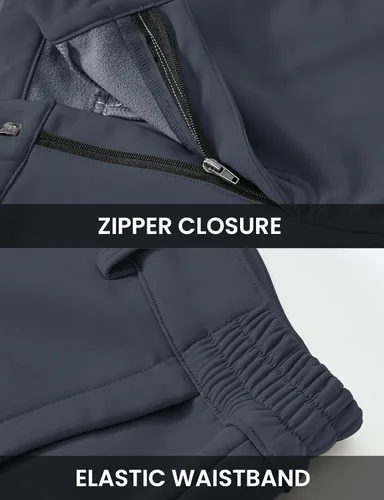 Miniatura 6 de TBMPOY Pantalones de esquí de nieve para hombre, impermeables, softshell, para snowboard, senderismo, forro polar, resistentes al desgaste y al