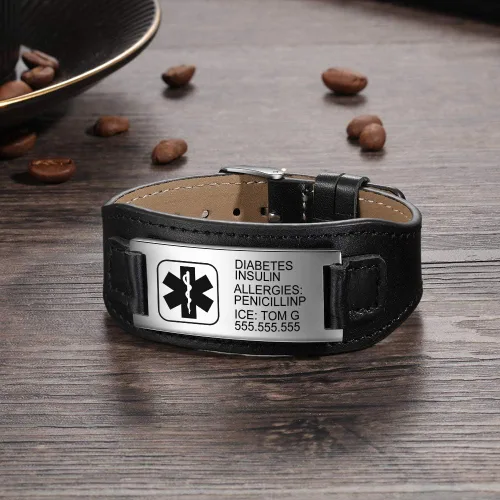 Miniatura 108 de OPALSTOCK Pulseras médicas personalizadas de silicona ajustable para identificación de emergencias, grabado gratuito, 9 pulgadas, resistente al
