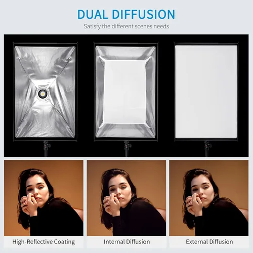 Miniatura 5 de FEELWORLD FSR90 - Caja de luz rectangular de 23.6 x 35.4 in para FEELWORLD FL125D FL125B FL225D FL225B y otros Bowens Mount Video Studio Light