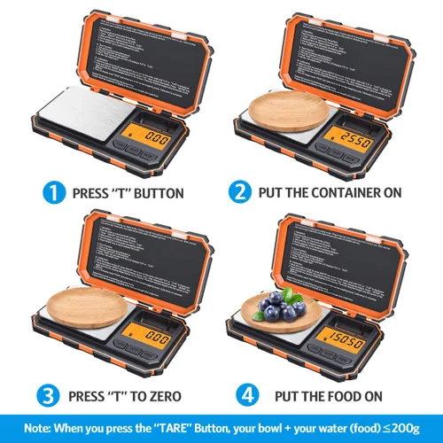 Miniatura 6 de AMIR Báscula digital de bolsillo, escala de gramo 7.05 oz/0.00 oz, 6 unidades de conversión inteligente con función de calibración y tara, pantalla