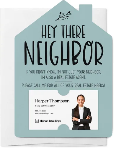 Miniatura 19 de Market Dwellings Juego de tarjetas de felicitación Hey There Neighbor Real Estate Mailers - Bienes raíces con sobres incluidos - Diseñado