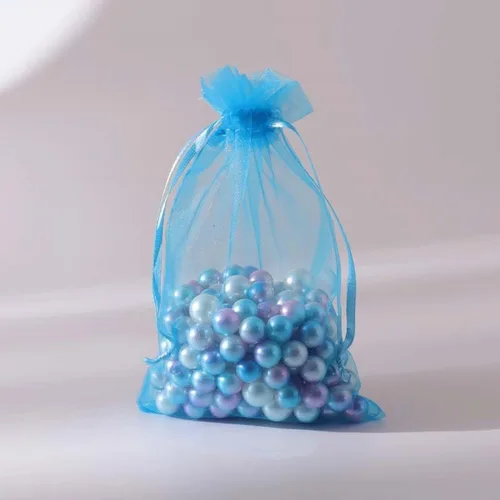 Miniatura 7 de Juego de 50 bolsas de organza de regalo con cordón azul aguamarina de 4 x 6 pulgadas para baby shower, Navidad, boda, recuerdos de fiesta, despedida