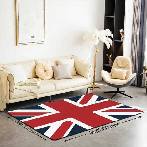 Miniatura 2 de jejeloiu The Union Flag - Alfombra de 3 x 5 pies con diseño de bandera británica, tapete reversible con estampado cuadrado para interiores