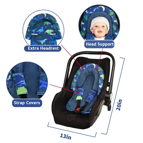 Miniatura 6 de Soporte de cabeza de asiento de automóvil para bebé con reposacabezas extra, soporte para cuerpo de bebé 2 en 1 con almohadillas para los hombros