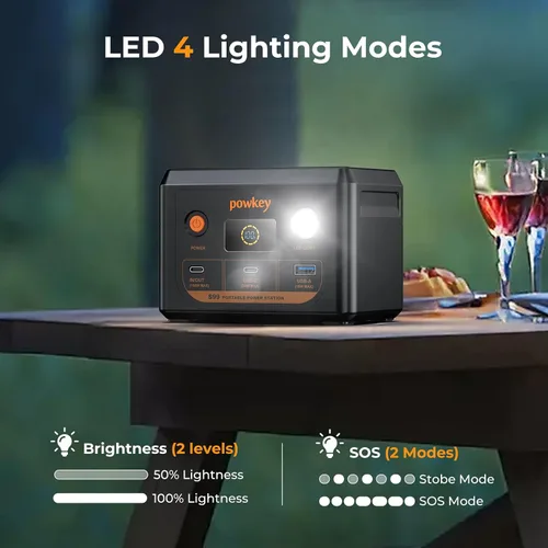 Miniatura 8 de powkey Estación de energía para portátil 30000mAh 100W Cargador portátil PD 3.0 Carga rápida 96Wh LiFePO4 Banco de energía con cable USB-C, batería