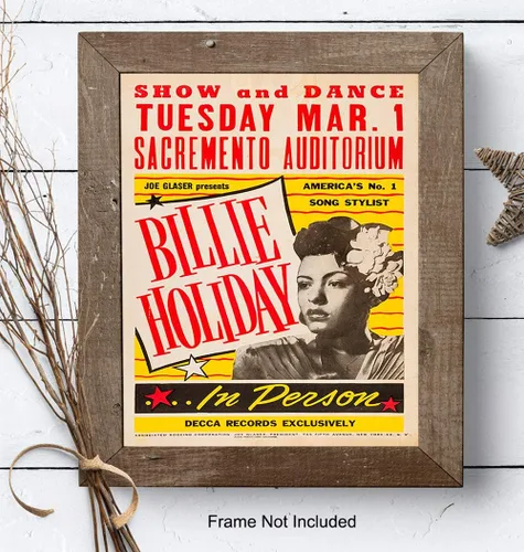 Miniatura 8 de Arte de pared de Billie Holiday - Póster de Billy Holiday - Carteles vintage de concierto de 8x10 - Arte de pared afroamericano - Regalos de músico
