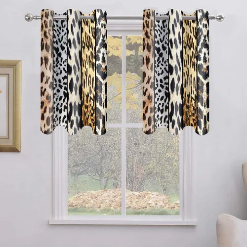 Miniatura 38 de Cortina opaca con estampado de animales salvajes, para oscurecer la habitación, con aislamiento térmico, con ojales para sala, comedor, dormitorio