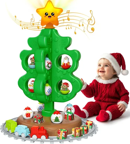 Miniatura 8 de maysida Árbol de Navidad Mini para Bebés, Juguetes Educativos de Plástico Coloridos, Marionetas de Dedo de Muñeco de Nieve/Alce/Papá Noel para Niños