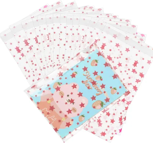 Miniatura 38 de 100 bolsas de regalo de celofán con estampado de estrellas, de 6 x 10 pulgadas, bolsas de regalo de celofán, bolsas de regalo de fiesta, bolsas