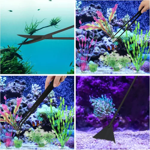 Miniatura 7 de Kit de herramientas de acuario de 15 pulgadas, 4 en 1 antioxidante para plantas acuáticas, herramienta de paisajismo acuático de acero inoxidable