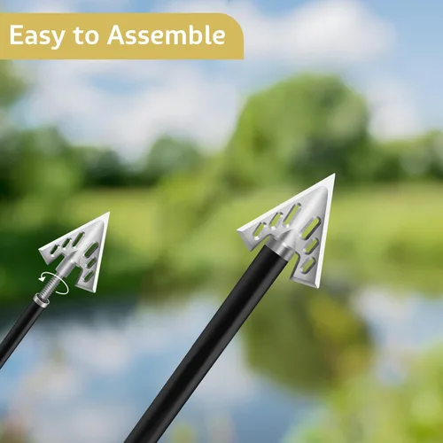 Miniatura 4 de Hunting Broadheads with 3 Fixed Blade 100 Grain Screw-in Archery Broadheads Compatible with Crossbows,Recurve and Compound Bows