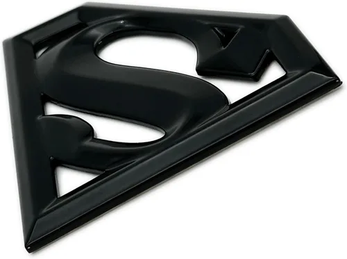 Miniatura 4 de Elektroplate Emblema de DC Comics Superman con licencia oficial, todo de metal negro para autos, camiones y todos los vehículos Ajuste universal