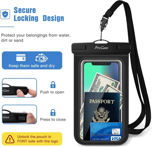 Miniatura 3 de ProCase Funda impermeable para iPhone 17 Air 16 15 14 13 12 11 Pro Plus Max Mini Xs XR X 8 7 Galaxy S23 S22 S21 Ultra Note funda negra bajo el agua
