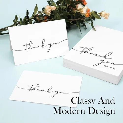 Miniatura 5 de NESCCI Paquete de 24 tarjetas de agradecimiento con sobres, diseño minimalista de 4 x 6 pulgadas, notas de agradecimiento para bodas, despedidas