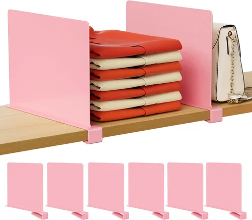 Miniatura 25 de HBlife 12 piezas de divisores de estante de acrílico transparente, organizador vertical de bolsos para armario, perfecto para suéteres, camisas