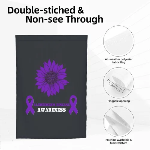Miniatura 8 de Bandera de jardín de concientización sobre la enfermedad de Alzheimer de 12 x 18 pulgadas, cartel vertical de doble cara para decoración del hogar