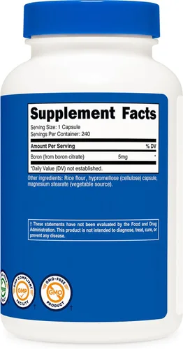 Miniatura 5 de Nutricost Cápsulas de boro de 5 mg, 240 cápsulas vegetarianas, sin gluten y sin OMG